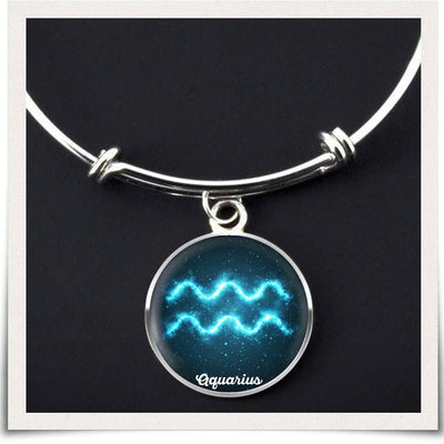 Aquarius Zodiac Bangle Necklace Blue Version