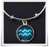 Aquarius Zodiac Bangle Necklace Blue Version