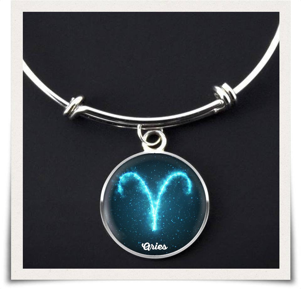 Aries Zodiac Bangle Necklace Blue Version