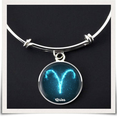 Aries Zodiac Bangle Necklace Blue Version