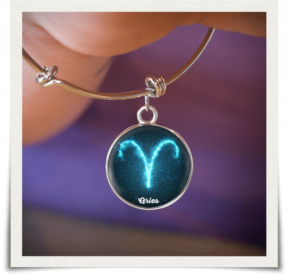 Aries Zodiac Bangle Necklace Blue Version