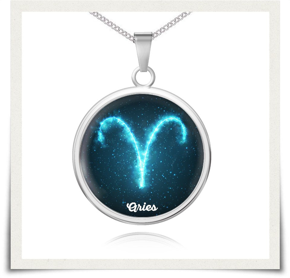 Aries Zodiac Bangle Necklace Blue Version