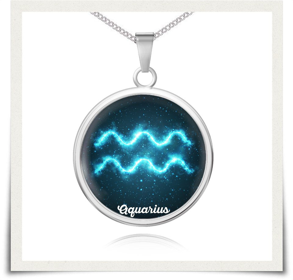 Aquarius Zodiac Bangle Necklace Blue Version