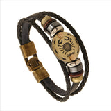 Bracelet Punk Leather Zodiac Bracele