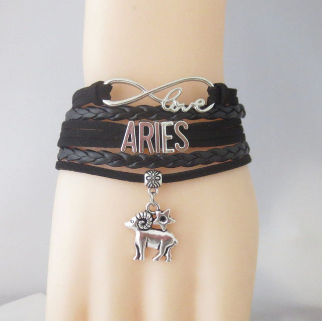 Zodiac Sign Leather Bracelets