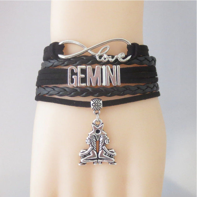 Zodiac Sign Leather Bracelets