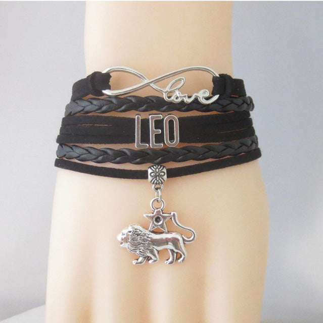 Zodiac Sign Leather Bracelets