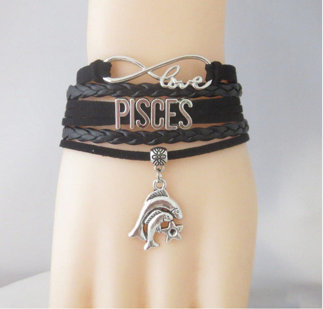 Zodiac Sign Leather Bracelets
