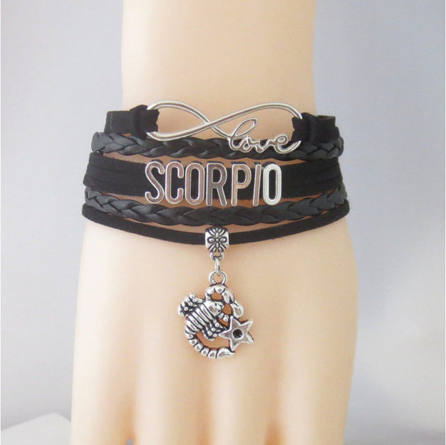 Zodiac Sign Leather Bracelets
