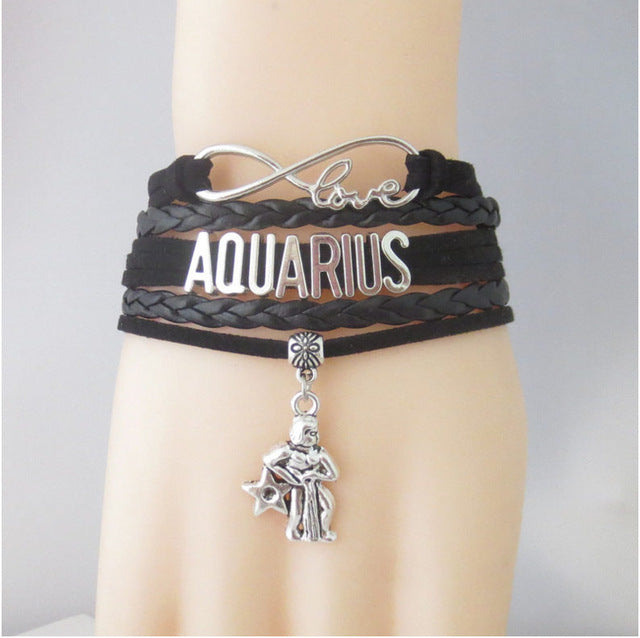 Zodiac Sign Leather Bracelets