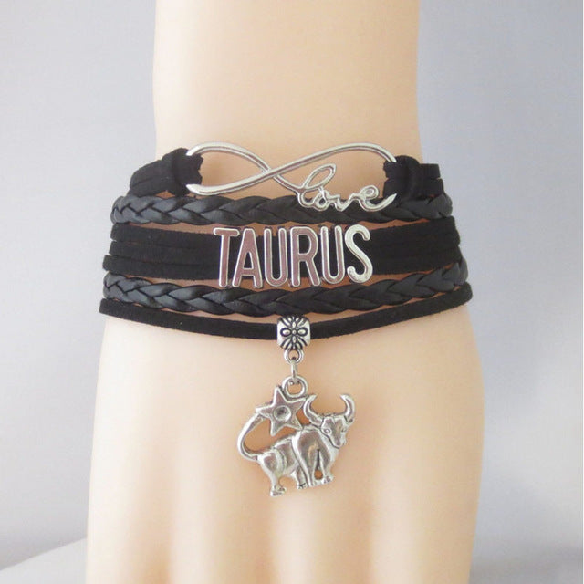 Zodiac Sign Leather Bracelets