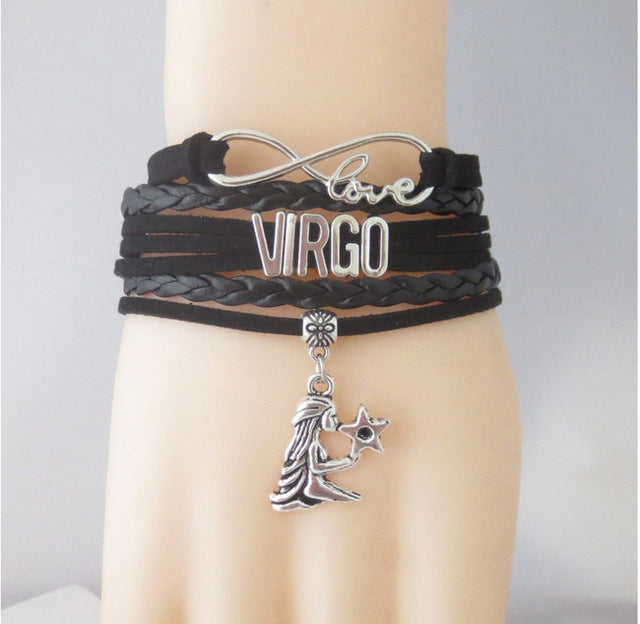 Zodiac Sign Leather Bracelets
